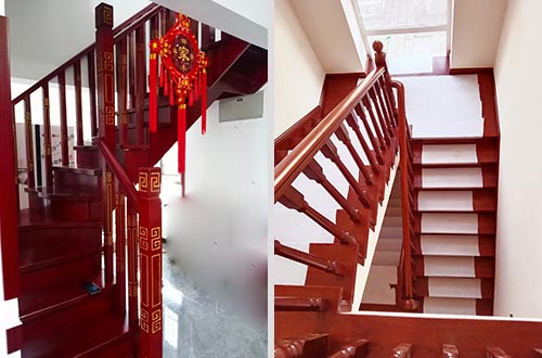 冯坡镇自建别墅中式实木楼梯全屋定制设计效果图